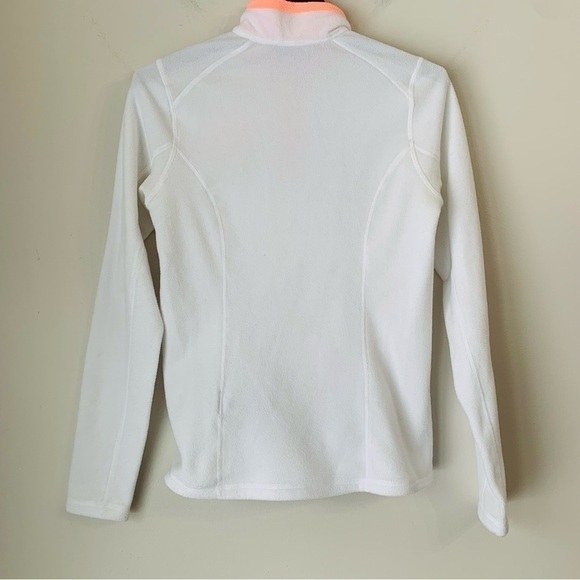 THE North Face woman’s quarter Zip up Fleece Sweater White highlighter Orange XS - Picture 7 of 14